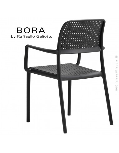 Chaise design BORA, structure 4 pieds, assise plastique couleur - Lot de 6  pièces.
