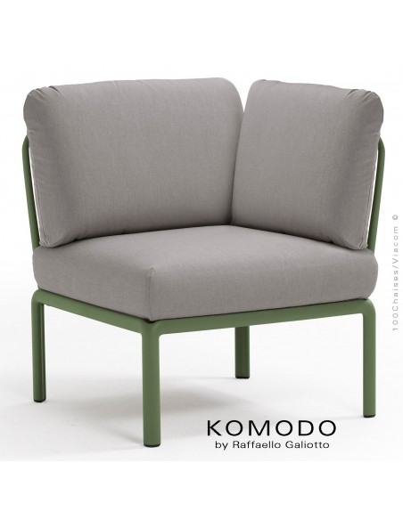 Banquette modulable ou fauteuil ZERO, structure acier peint, assise et  dossier coussin amovible tissu uni pour intérieur et exté