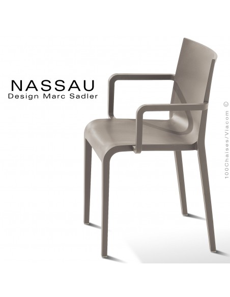 Fauteuil pour hôtel, restaurant, jardin NASSAU structure plastique couleur gris Tourterelle