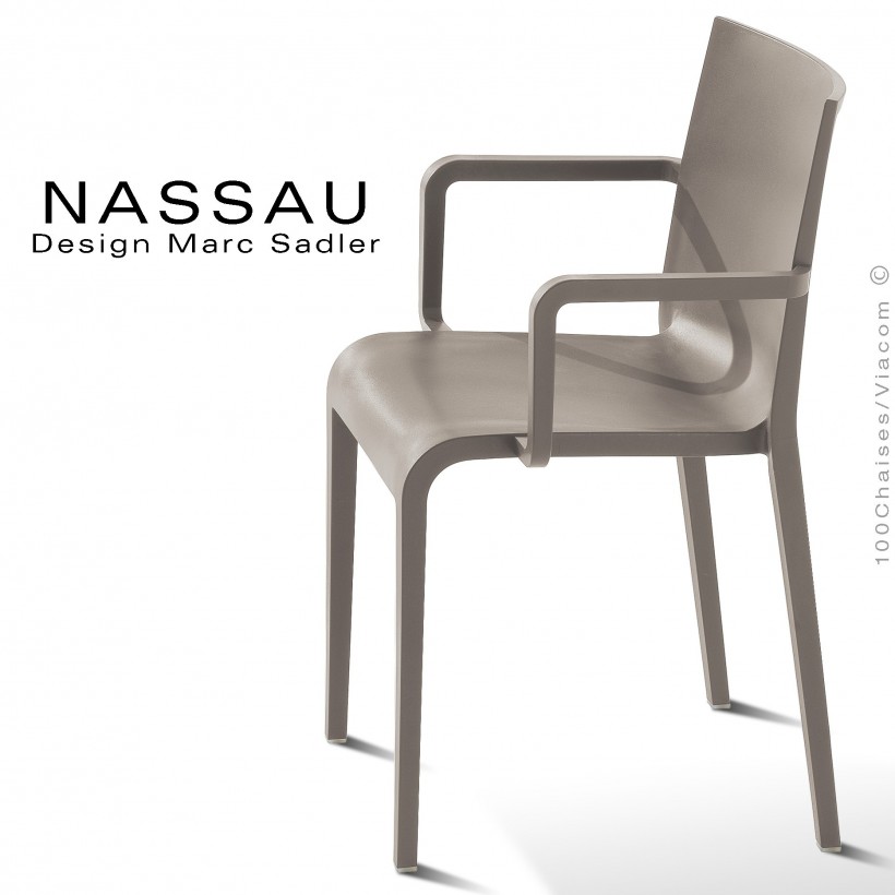 Fauteuil pour hôtel, restaurant, jardin NASSAU structure plastique couleur gris Tourterelle