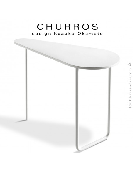 Tablette écritoire ou porte revue pour banquette modulable CHURROS, peinture blanche, plateau Corian blanc.