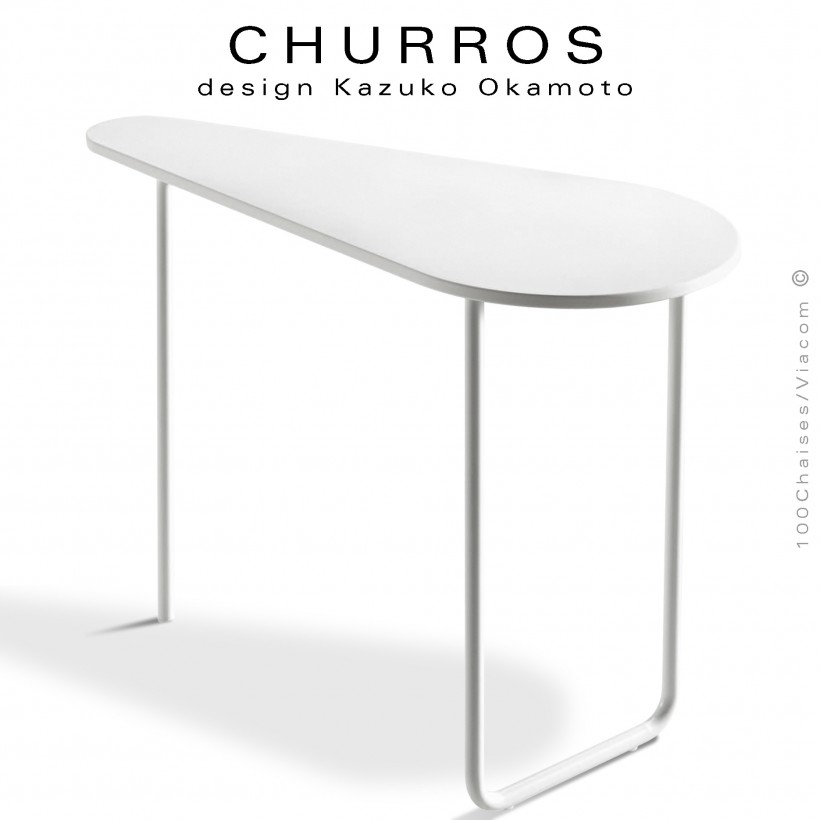 Tablette écritoire ou porte revue pour banquette modulable CHURROS, peinture blanche, plateau Corian blanc.