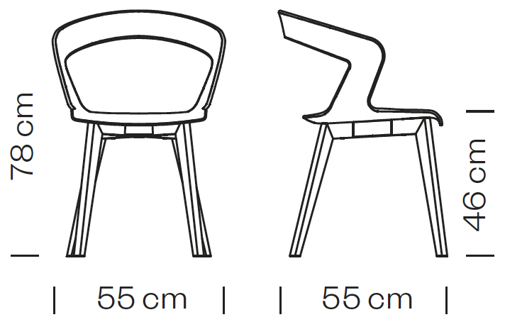Chaise design IBIS assise coque couleur avec coussin feutre